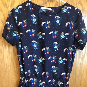 Floral and toucan printed blouse from Paris